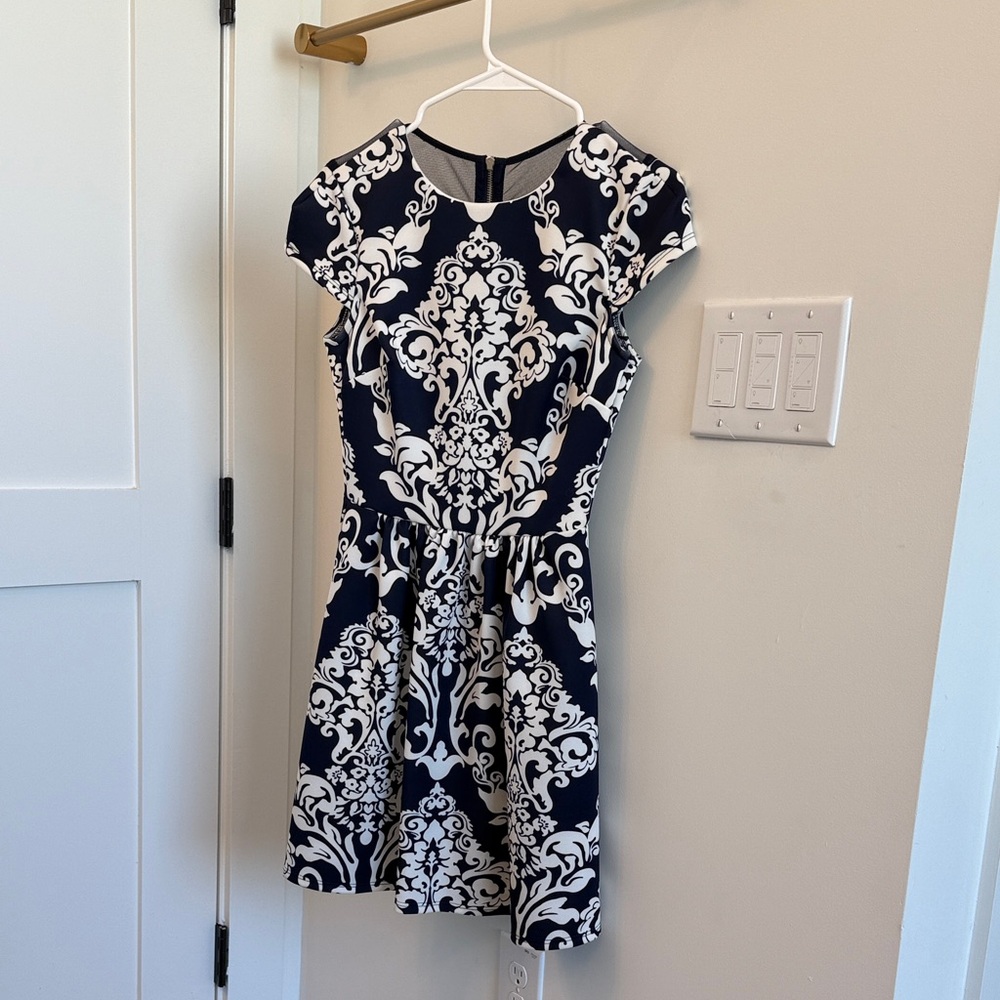 B Darlin Navy and White Floral Mini Dress